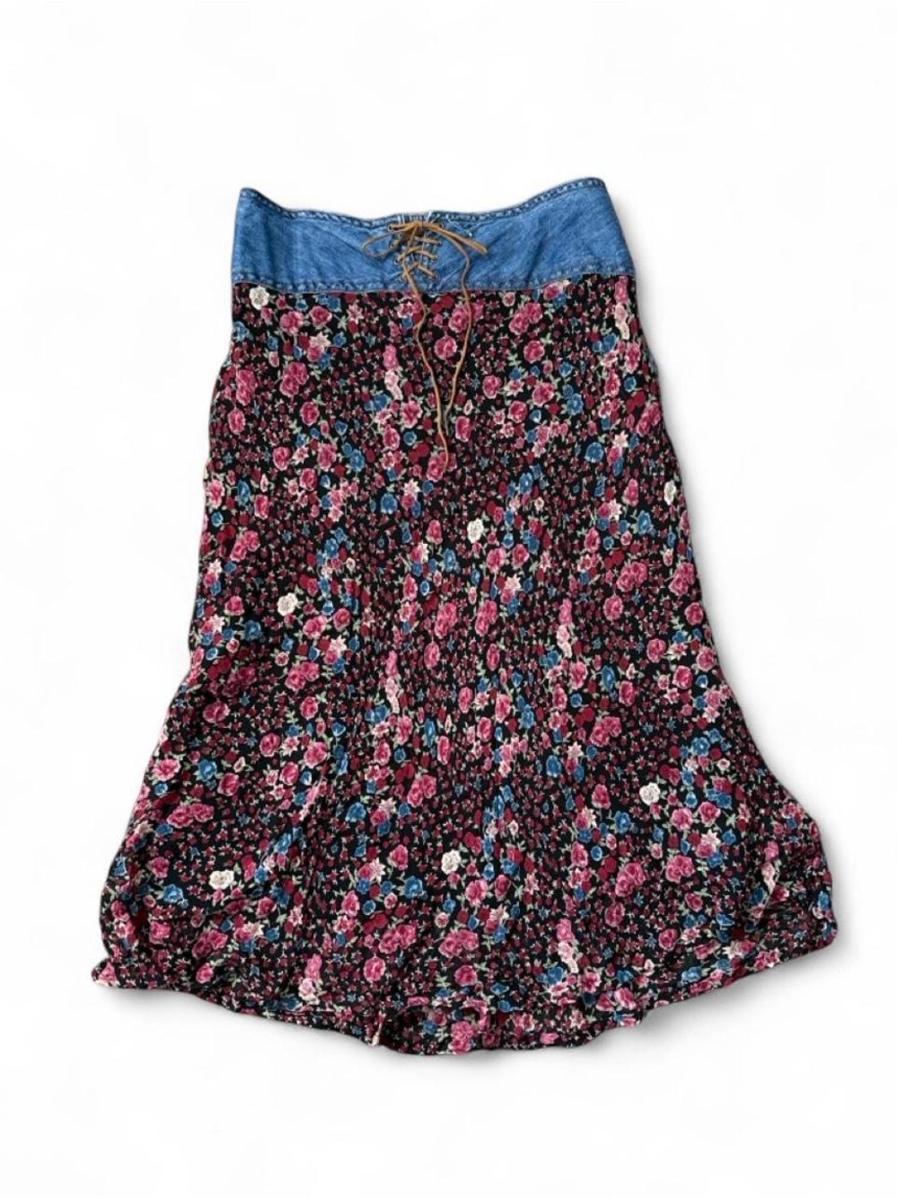 Faded Glory Denim Floral Maxi Skirt
